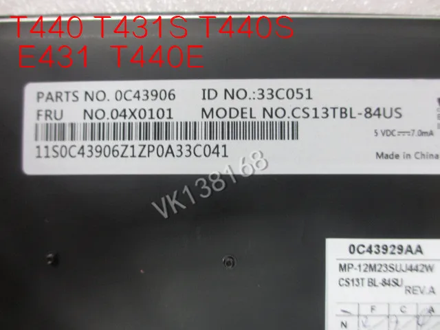 Новая клавиатура с подсветкой US макет для Lenovo Thinkpad 440 T450 T460 T431S T431 T440S FRU 04Y0824