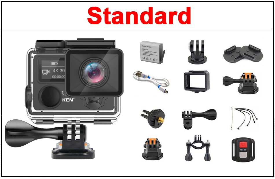 Экшн-камера eken H5S Plus HD 4K 30FPS с чипом Ambarella A12 внутри 30 м, водонепроницаемая, 2,0 дюйма, сенсорный экран EIS go, Спортивная камера pro