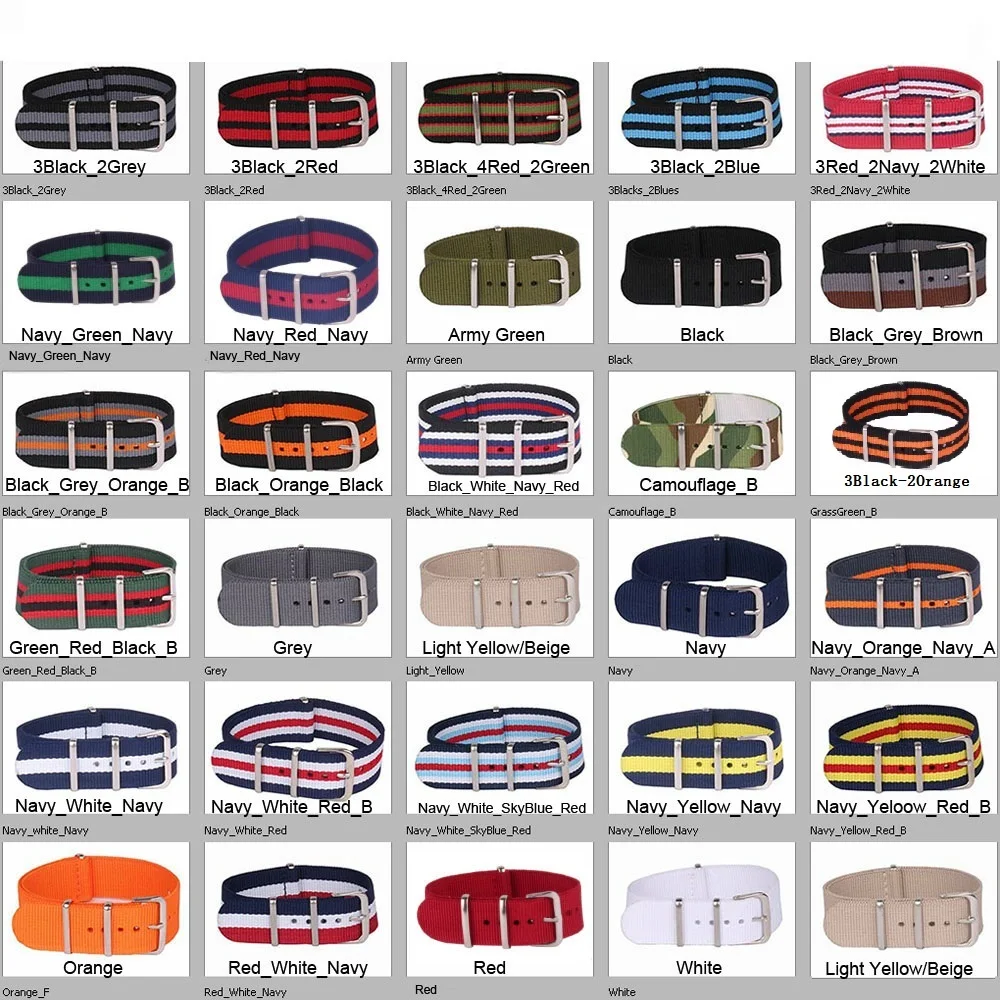 5pcs Wholesale Stripe Retro  24 mm Strong Military Army nato fabric Nylon Watch Woven Straps Bands Buckle belt 24mm watchbands