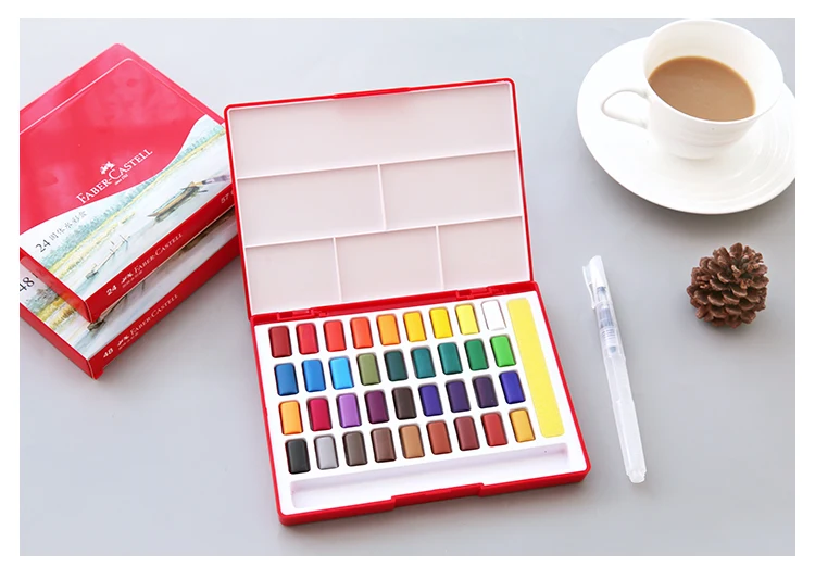 Faber-Castell 24/36/48 Цвета Твердые акварельные Краски профессиональный бокс wz Краски щетка Портативный для татуажа, пигмент для мануального татуажа Краски ing товары для рукоделия