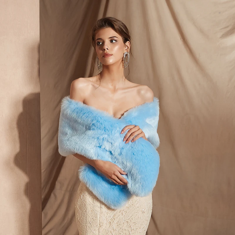 JaneVini High Quality Winter Bridal Faux Fur Shawl and Wrap Wedding Cape for Evening Party Coat Cloak Women Accessories | Свадьбы и