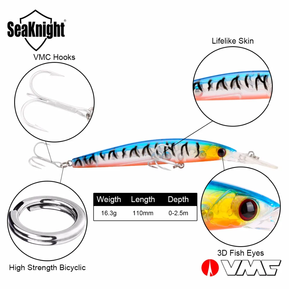 Рыболовная приманка SeaKnight Minnow SK045 1 шт. 16 3 г 11 см 0-2 5 м плавающая в виде гольяна с