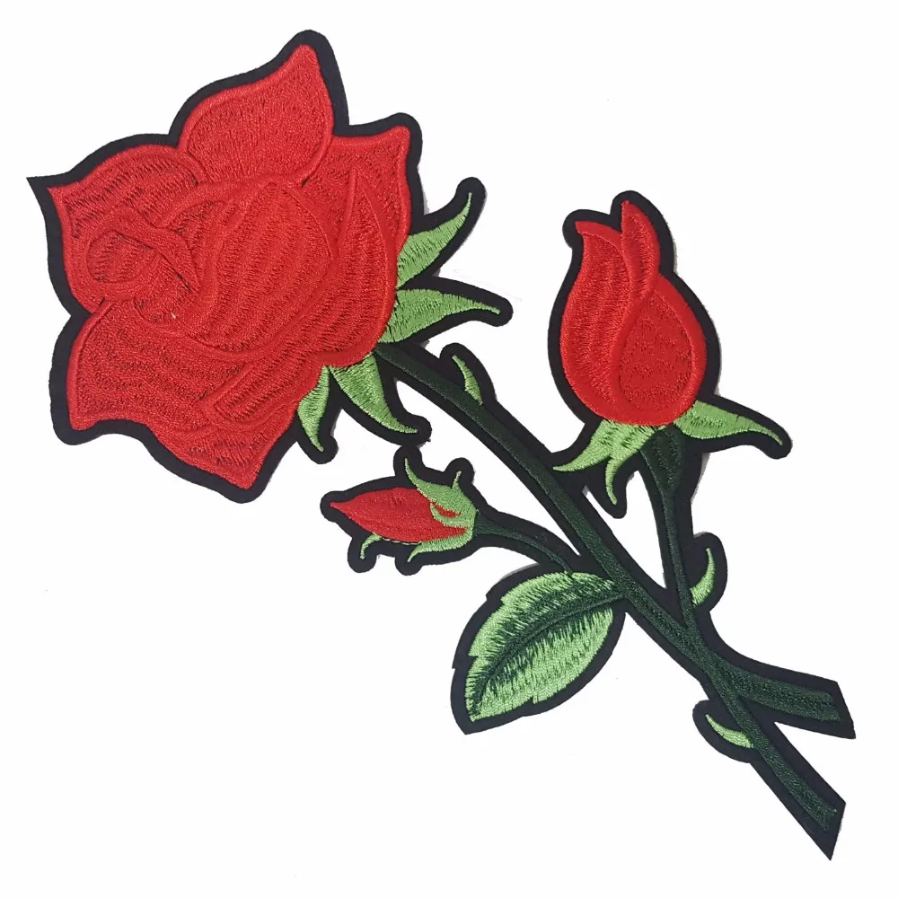 2 pcs Rose Flower Iron On Patches Embroidered Patch For Clothing Jean Jacket parches Cheongsam Cocktail Dress Fabric | Дом и сад
