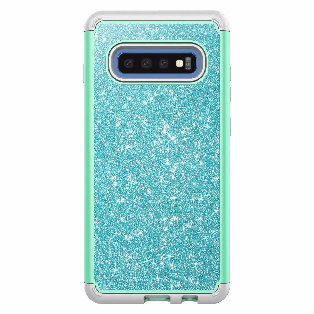 100 шт./лот блестящий кожаный чехол из поликарбоната + ТПУ блестящая кожа новейший