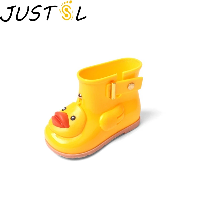 Детские резиновые сапоги JUSTSL нескользящая обувь модные короткие из ПВХ детская