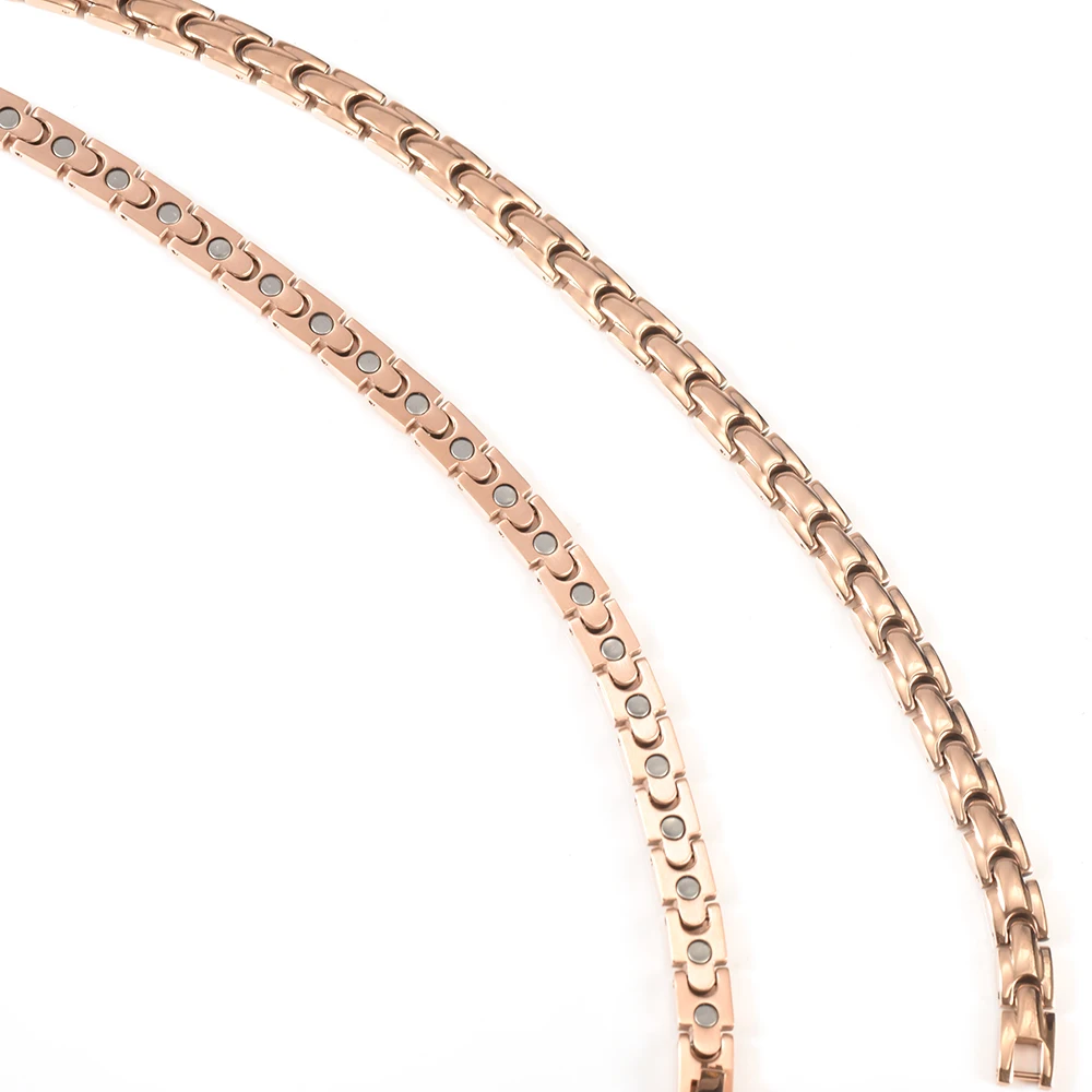 Wollet Jewelry Pure Titanium Magnetic Necklace Women Rose Gold Color Health Care Healing Energy Magnet Copper | Украшения и