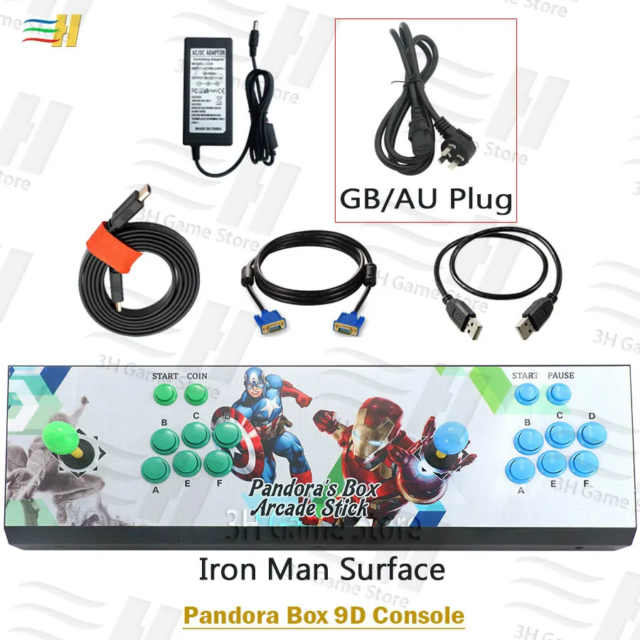 PB9d Iron Man GB Pandora box 9d 2500 В 1 консоль джойстик Кнопка 3d игры HDMI VGA выход HD Поддержка 3P 4P игры usb можно подключить геймпад - Цвет: PB9d Iron Man GB