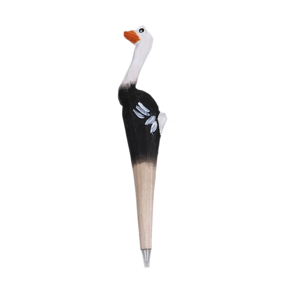 

Coloffice Handmade Creative Wood Carving Forest Desert tropic animal ostrich Ballpoint pen Office School Writing Supplies gift