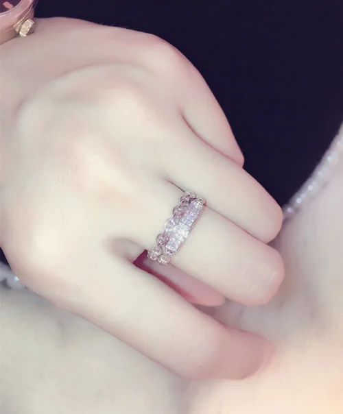 Charmwin новые модные открытые кольца для женщин с полыми стразами Регулируемые