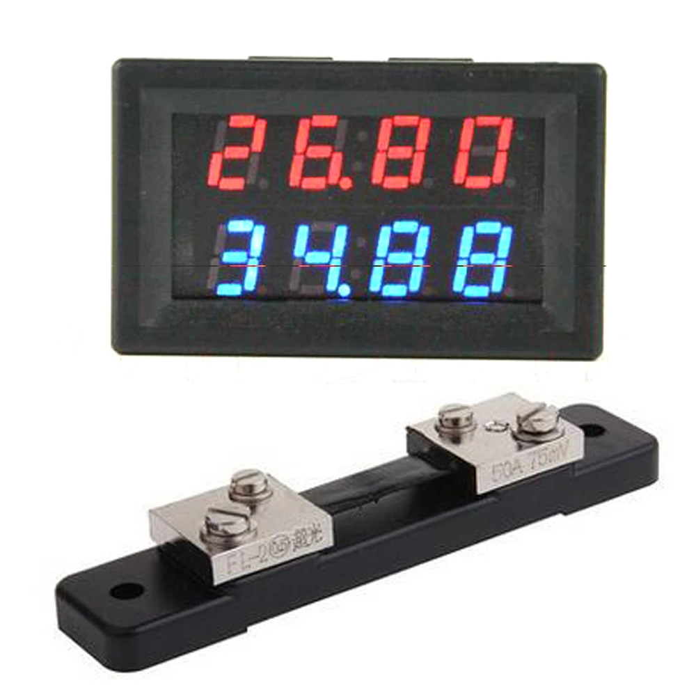 DYKB DC 200V 0 50A с 75mV шунтирующий Вольтметр Амперметр светодиодный двойной дисплей для