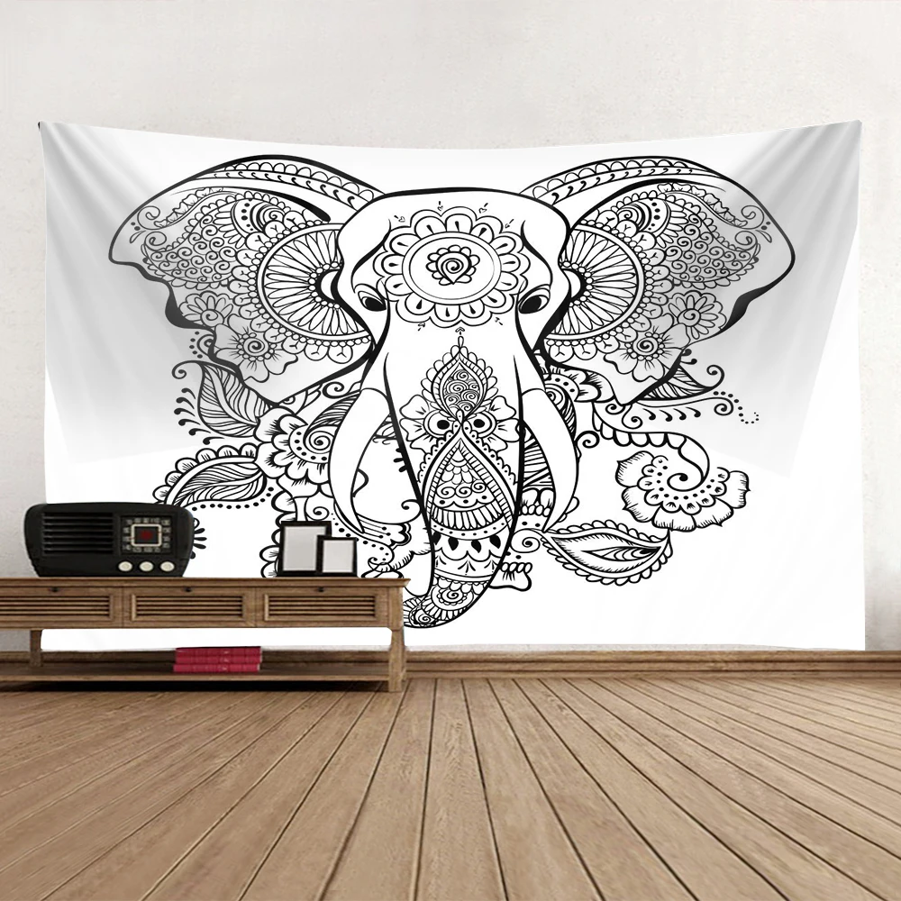 Elephant Tapestry Mandala Indian Wall Hanging Printed Decoration Beach Mat Christmas | Дом и сад
