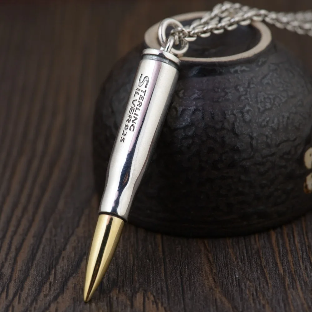 Открытый кулон в виде пули из серебра 925 пробы серебряный и золотой цвет для