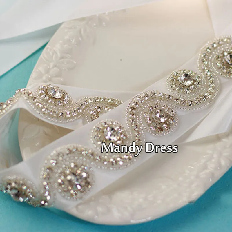 Mandy 2016 Wedding Accessories Appliqued Artificial Diamonds Handmade Manual Cutting Wavy Soft Yarn or Satin Belts | Свадьбы и
