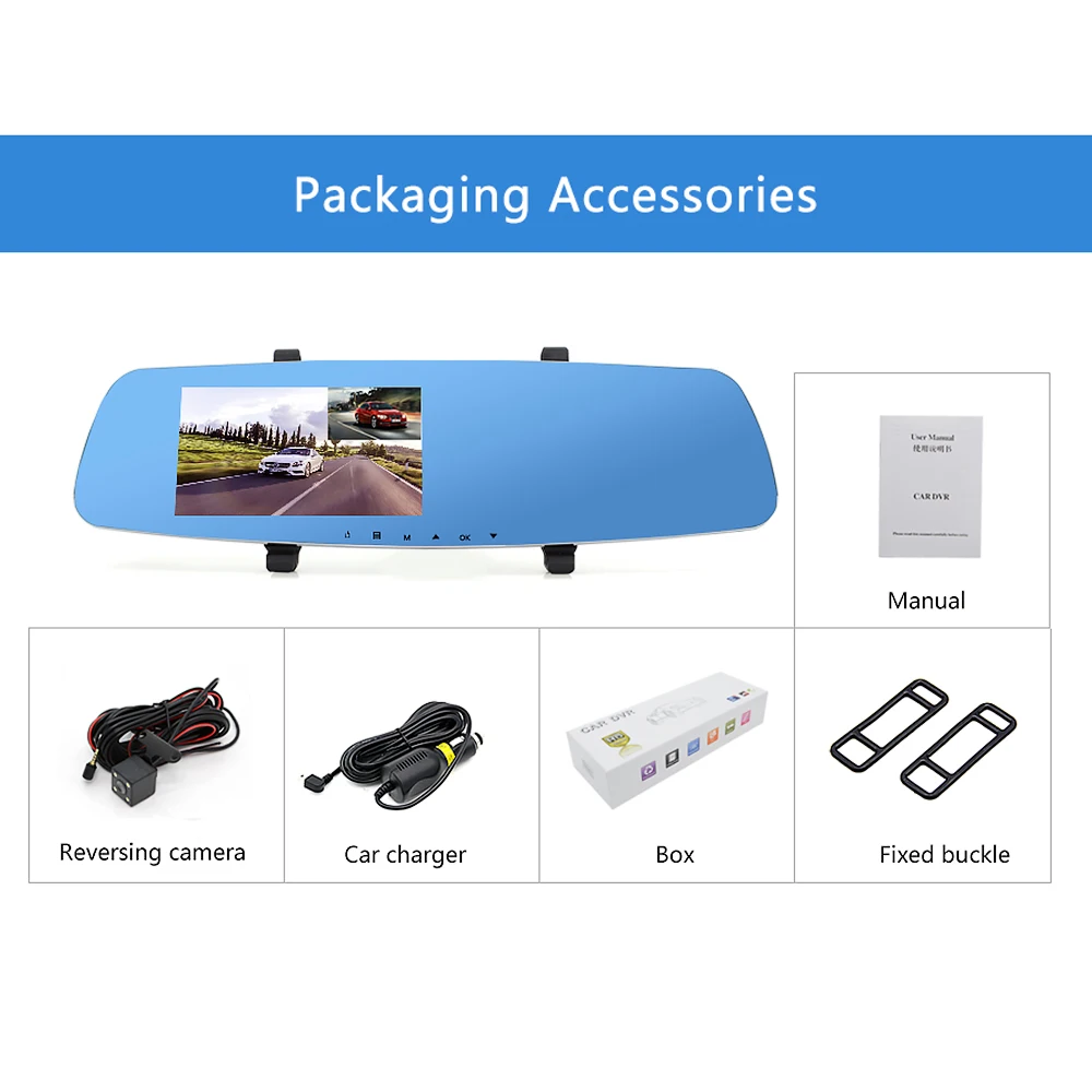 Junsun Оригинал 5 &quotВидеорегистраторы для автомобилей зеркало регистраторы с ADAS LDWS