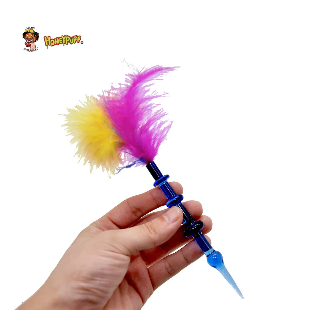 HONEYPUFF радужные перья Dabbler 5 6 дюймов воск Dab инструмент Красочные толстые Pyrex Dabber