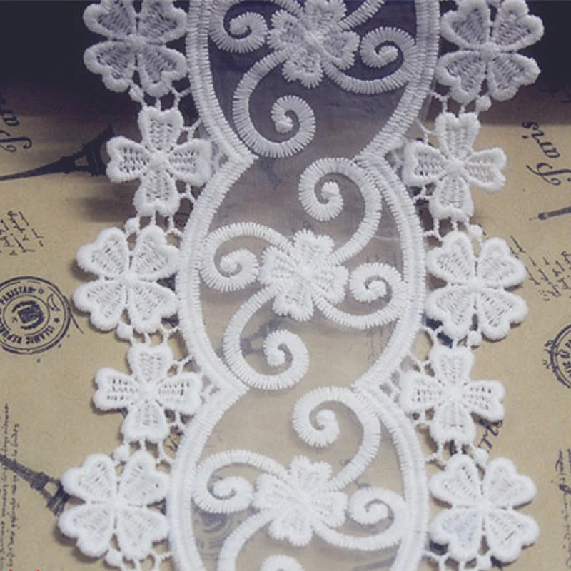 

7 Yds Organza Embroidered Lace Fabrics Double Sides Diy Sewing Lace Flower Apparel Trims Scalloped Appliqued 10CM