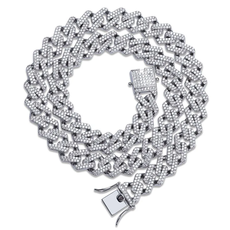 

OMYFUN Hip Hop Cuban Chain Link Necklace 18" 22" Luxury Men Tennis Chain Gold Silver Color Color Colar CZ Iced Men Jewelry
