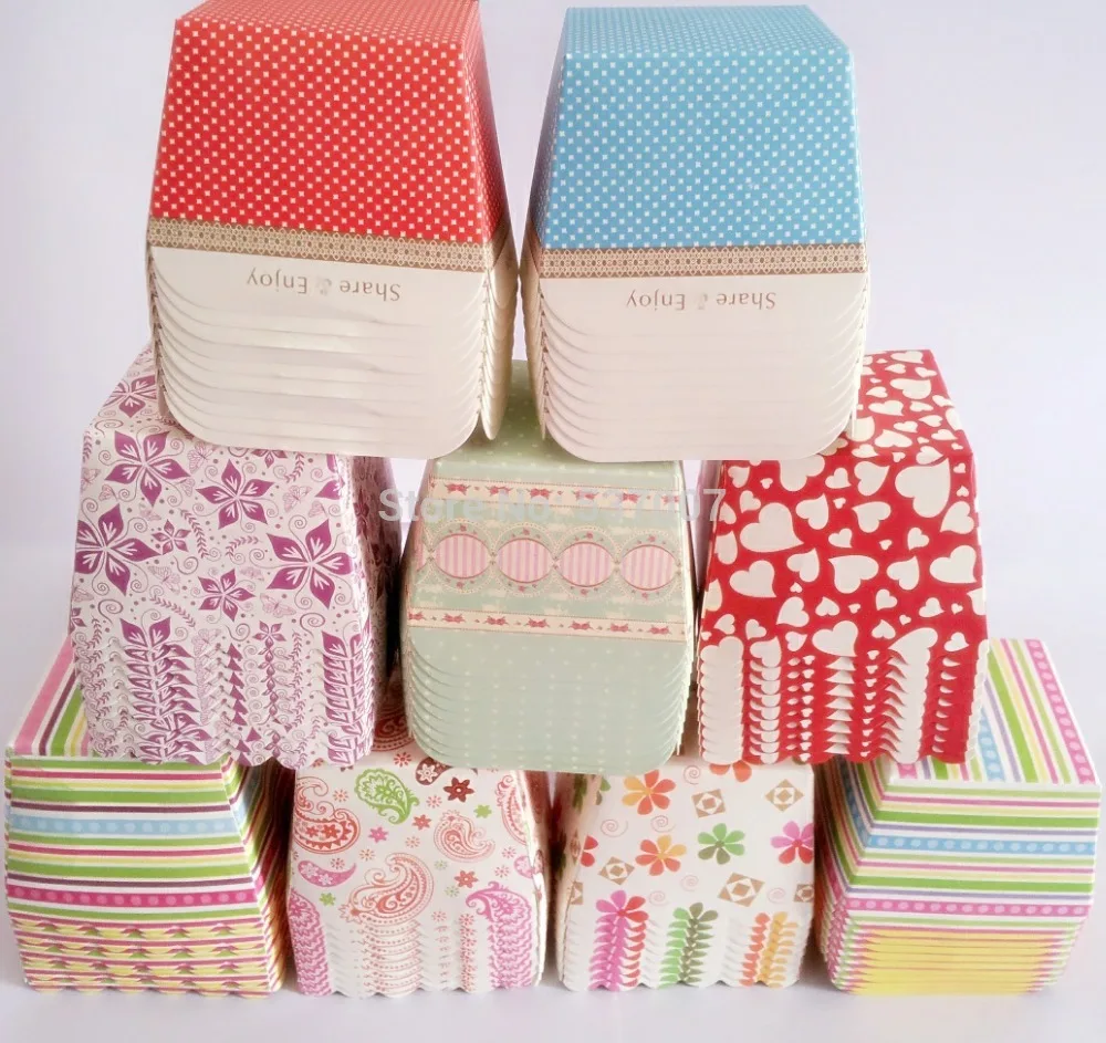 100 шт./лот Разноцветные квадратные бумажные вкладыши для кексов формы маффинов