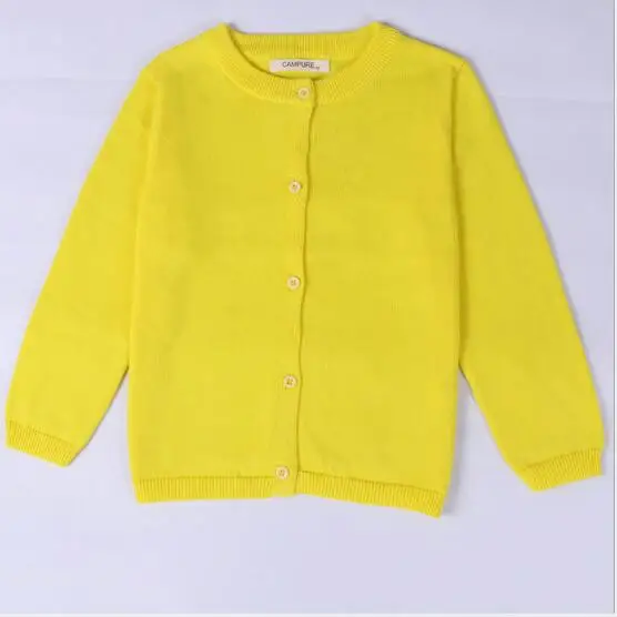 yellow Кардиган для маленьких девочек; свитер; Осень-зима г.; вязаные детские свитера с длинными рукавами для мальчиков и девочек; одежда для детей; детская одежда; кардиган - Цвет: yellow