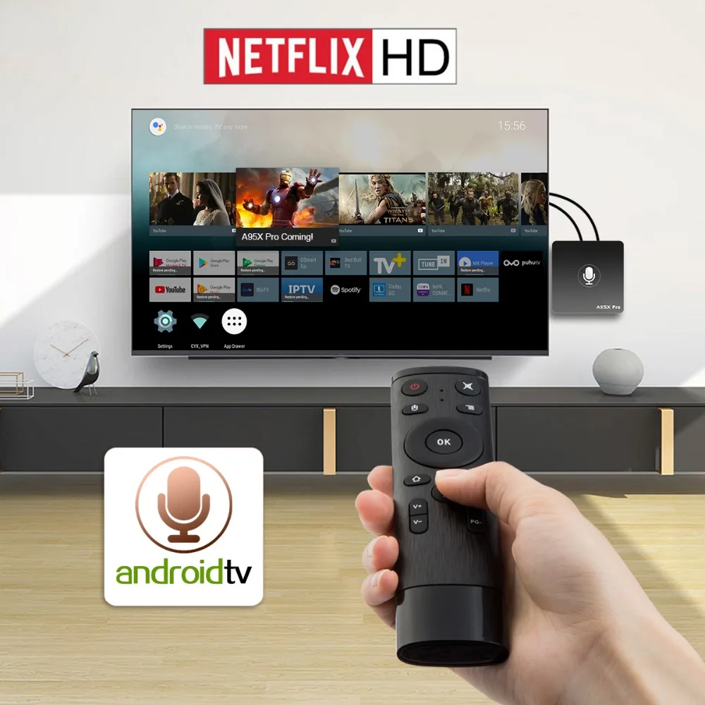 A95X PRO Amlogic S905W 2GB RAM 16GB ROM Quad Core Android 7.1 TV Box with WIFI LAN Support Voice Input Control Set Top | Электроника