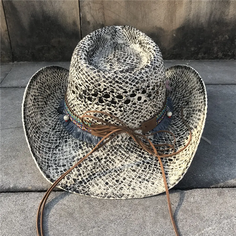 Летняя женская соломенная шляпа в ковбойском стиле элегантная Sombrero Hombre с