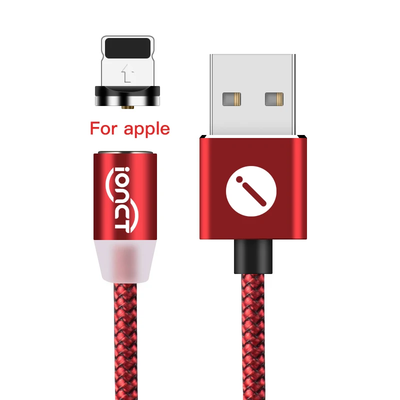 IONCT Магнитный кабель Micro USB кабель для iPhone Android type C кабель магнитное зарядное устройство Microusb USB C нейлоновый магнит Быстрая зарядка - Цвет: Red For Apple