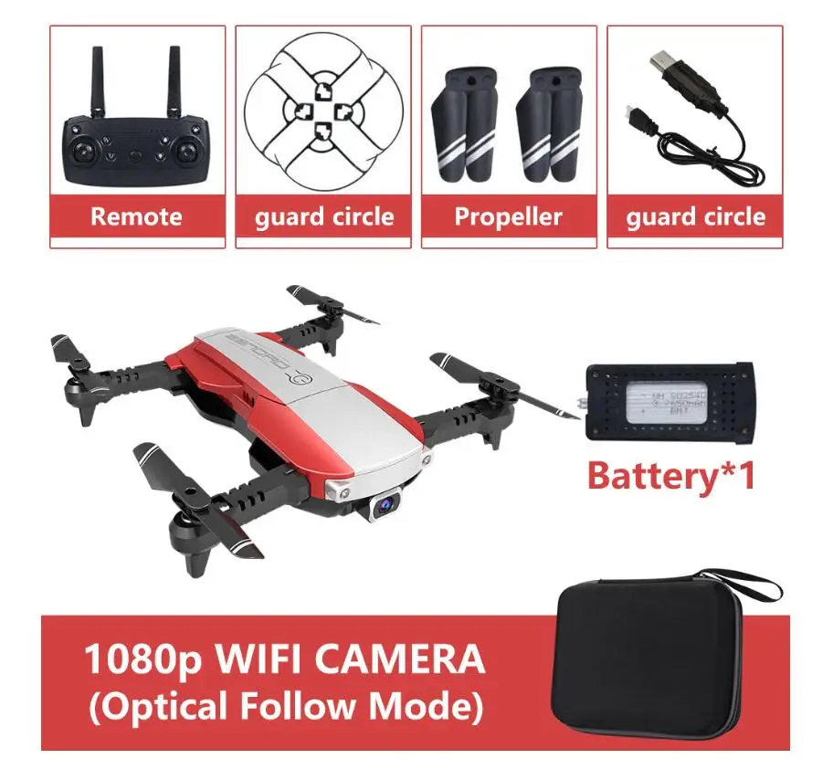 1080P Red DRONE 4K Радиоуправляемый Дрон оптический поток 1080P HD камера в реальном времени воздушная видео Радиоуправляемый квадрокоптер самолет позиционирование RTF VS DJI MAVIC 2 AIR E58 - Цвет: 1080P Red DRONE