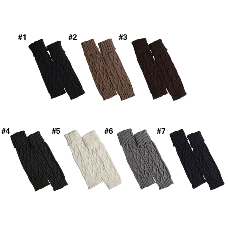 Женские зимние теплые вязаные крючком гетры с меховой отделкой, манжеты, носки для обуви, одноцветные