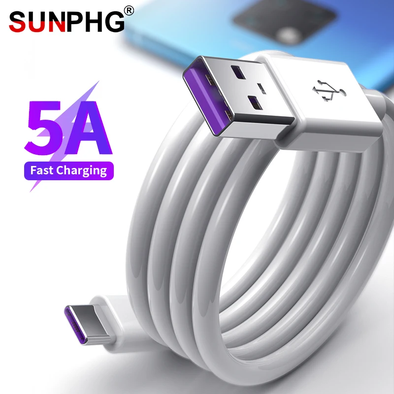 Кабель SUNPHG 5A Type C для быстрой зарядки телефонов Huawei P30 P20 Pro Mate 20 Xiaomi Samsung|Кабели