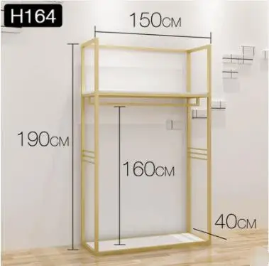 150x190cm Витрина для магазина одежды напольная витрина для магазина женской одежды Золотая полка витрина для одежды двойной высокий шкаф - Цвет: 150x190cm