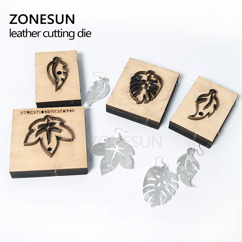 ZONESUN кожаный инструмент для высечки сережек в форме листа бумажный