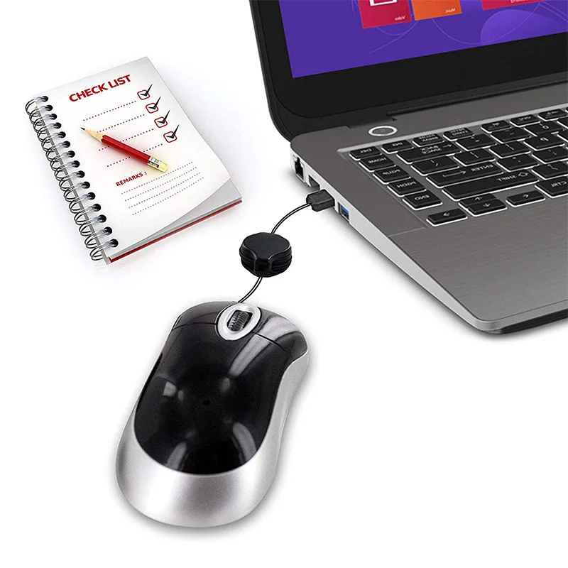 Мини Выдвижной кабель Проводная USB оптическая мышь отлично подходит для детей и