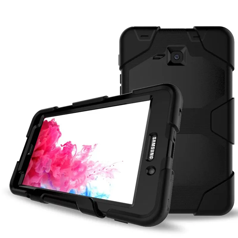 Tab A T280 SM-T285 сверхмощный чехол для планшета Fundas Силиконовая задняя крышка для samsung Galaxy Tab A 7,0 дюймов Защитная подставка держатель - Цвет: Black