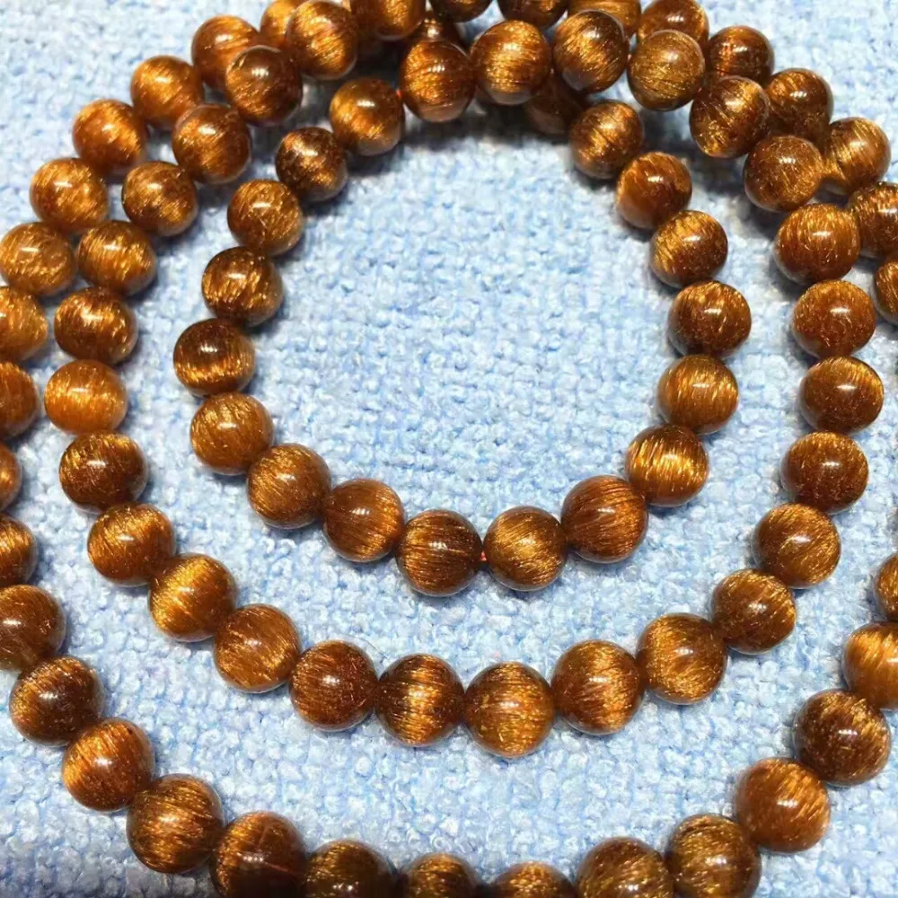 100% натуральная Медь Rutilated Кварц 7 мм Кристальный эффект кошачьих глаз драгоценные