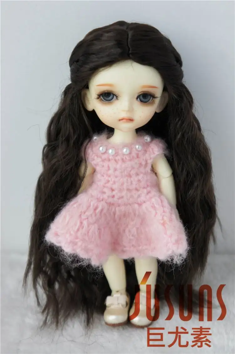 Size5- 6 CoffeeBlack JD119 1/12 1/8 1/6 BJD кукольные парики Длинные Принцесса кудрявый парик Размер 4-5 дюймов 5-6 дюймов 6-7 дюймов синтетический мохеровый парик аксессуары для кукол - Цвет: Size5- 6 CoffeeBlack