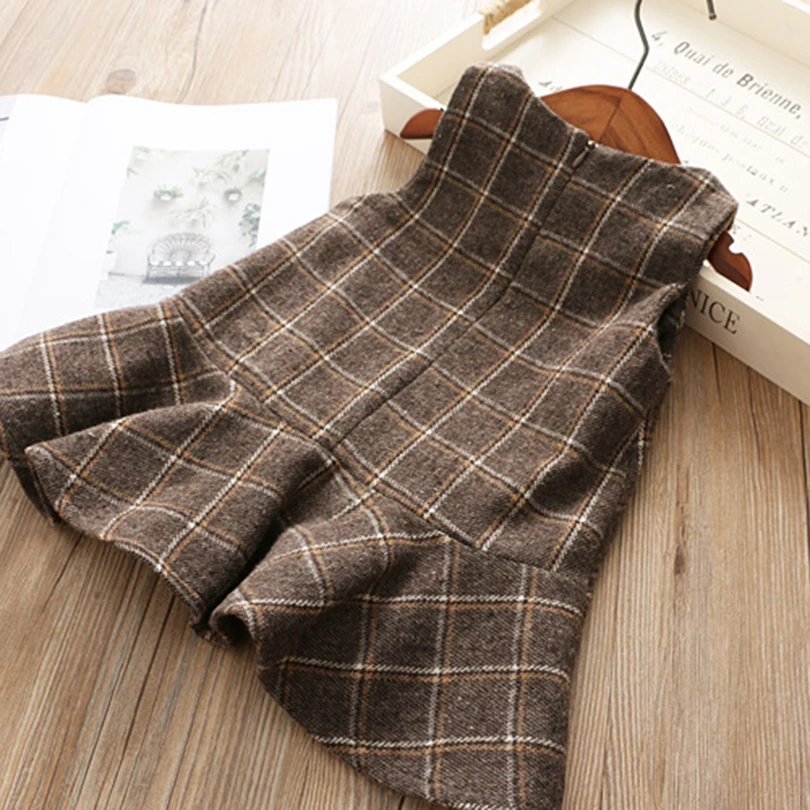 Осень-зима Детские платье принцессы для девочек без рукавов школьный стиль