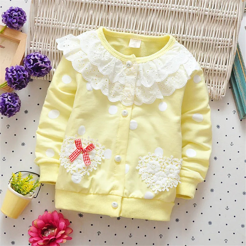 BibiCola girls jackets spring kids cardigan outerwear coats for toddler children lace flower coat outfit clothing |