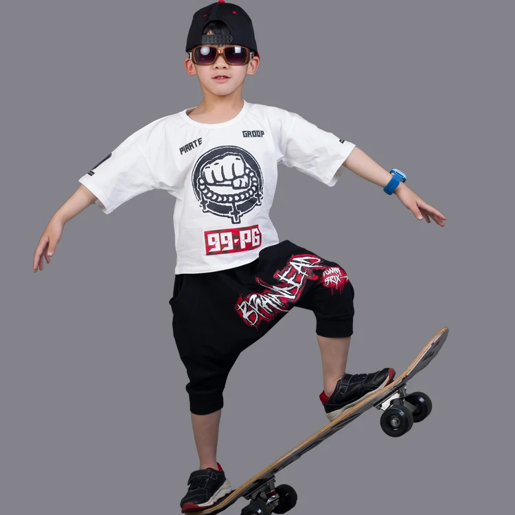 Dance Costume Suit Kids Set Girls Clothing New Summer Boys Sets Clothes 2Pcs Pullover T-Shirt+Harem Pants Children | Детская одежда и