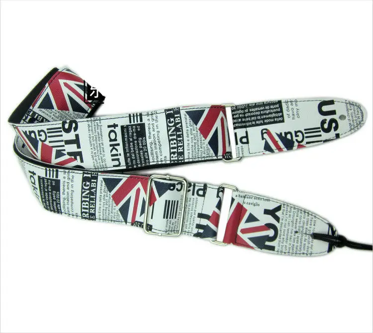 Металлический регулируемый кожаный ремень для гитары в газетном стиле с