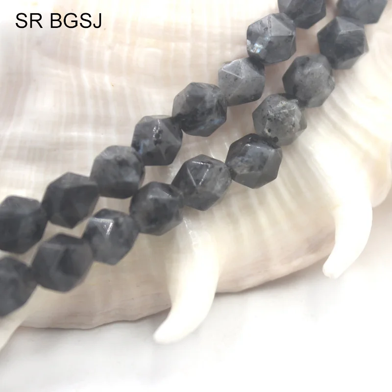 

Free Shipping 8mm Faceted Round Polygonal Black Larvikite Gems Genuine Natural Stone Findings Beads Strand 15"