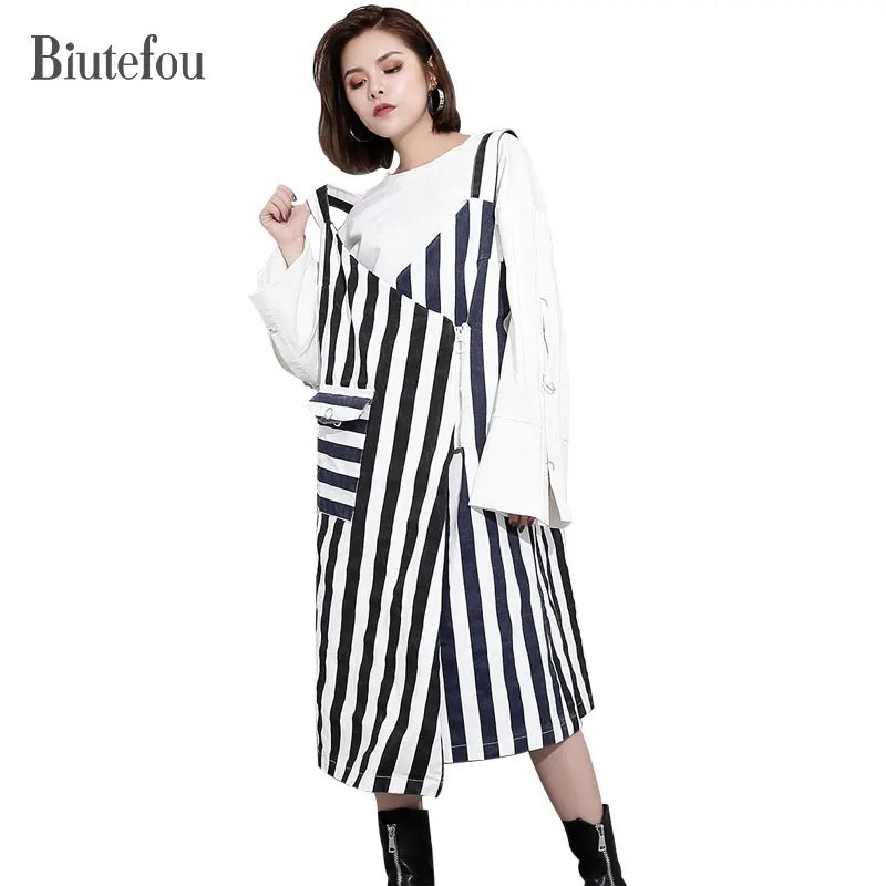 2017 Осень пэчворк в полоску С НАБОРНЫМИ БРЕТЕЛЬКАМИ Платья Женская Повседневная