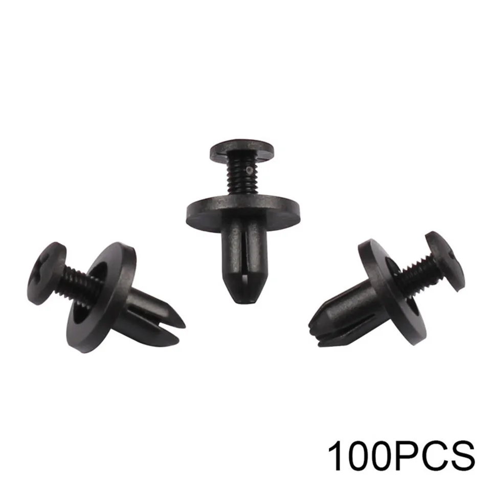 100Pcs Auto Bumper Fastener 6mm Hole Rivet Retainer Push Engine Cover for Fender Car Door Trim Panel Clip Fasteners for Toyota