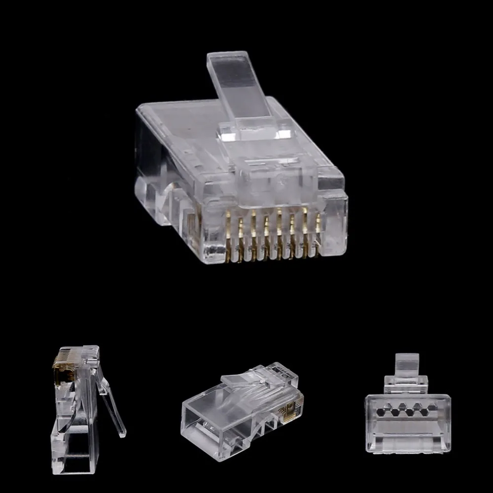 10 шт./компл. 8 контактный разъем RJ45 CAT6 Модульный Кристалл сетевой кабель вилки