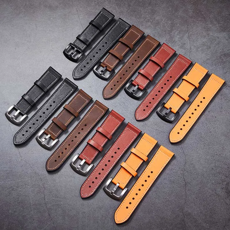 Creative Leather Silicone Watch Band 22mm Brown Black Belt for Men Watch Apple Samsung Galaxy Watch Luxury Leather Strap Belt