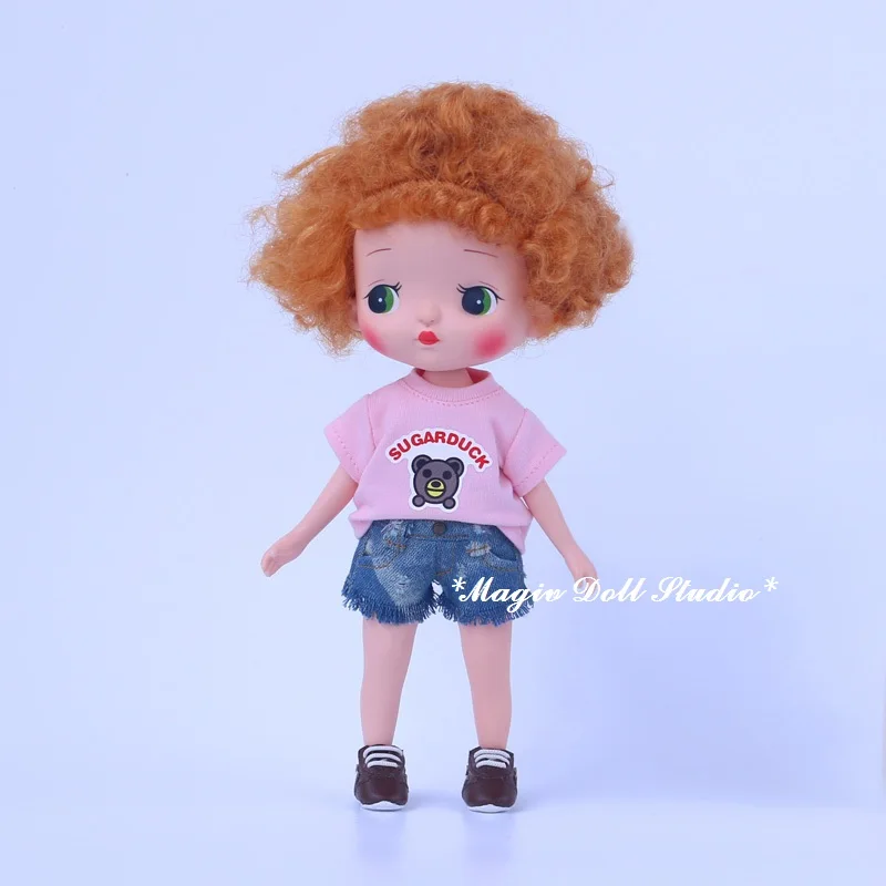 [MG680] 2019 доставка наряды для кукол Neoblythe # короткий топ с принтом медведя джинсы