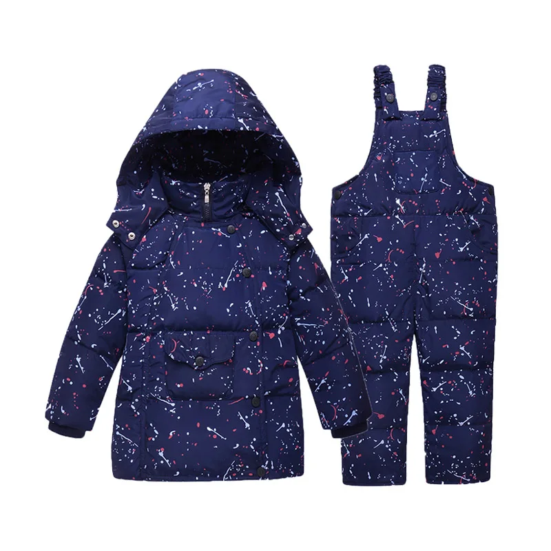 Dark BLue IYEAL, комплект одежды для детей, пуховик для мальчиков, комплект из пальто и комбинезона для детей 1-4 лет, зимняя теплая одежда для детей, верхняя одежда для малышей - Цвет: Dark BLue
