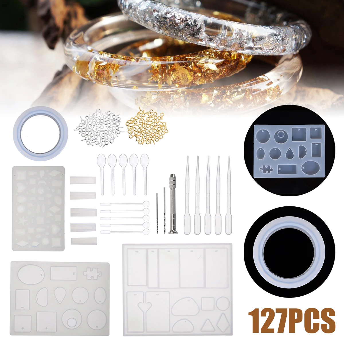 Набор литых форм для эпоксидной смолы 127 шт. пластиковые штифты винтовые ожерелье