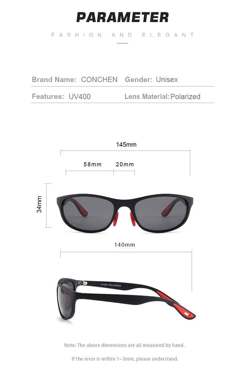 CONCHEN Новые поляризованные солнцезащитные очки для мужчин и женщин прямоугольные вождения мужские солнцезащитные очки спортивные мужские солнцезащитные защитные очки