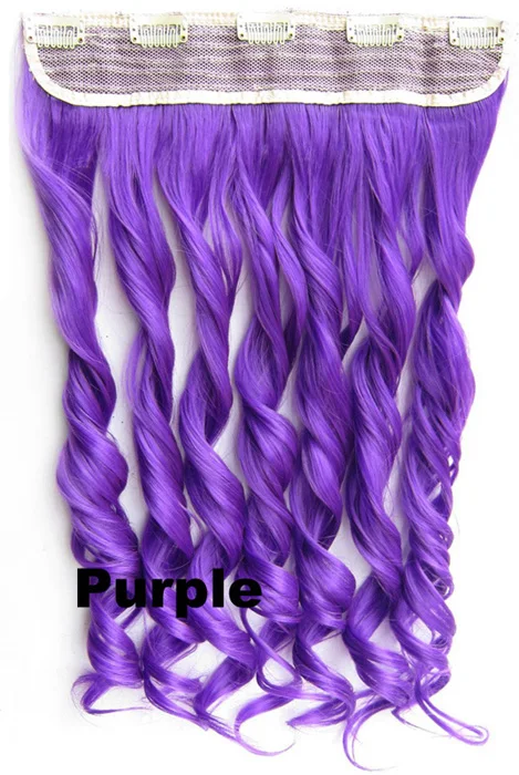 GS888 Color Purple Girlshow, 5 клипов, синтетические волосы для наращивания, волнистые, женский парик, волосы шиньон-хвост, 87 цветов, 130 г, 60 см, 1 шт - Цвет: GS888 Color Purple