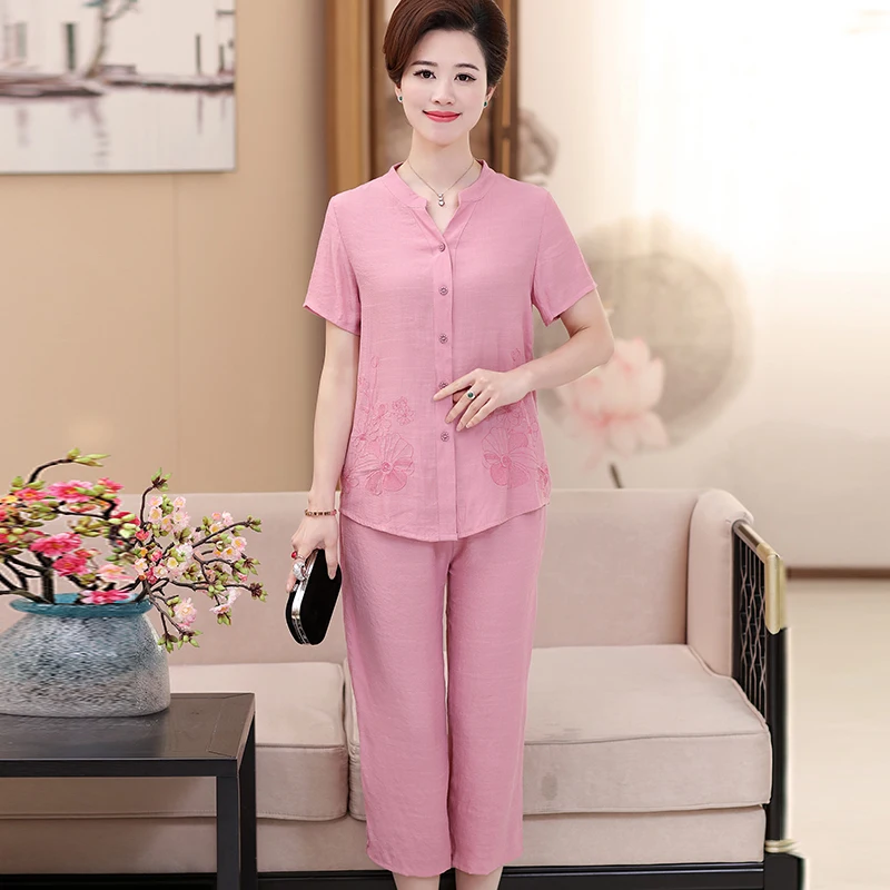 Женский льняной хлопковый костюм Повседневный Кардиган с V образным вырезом и